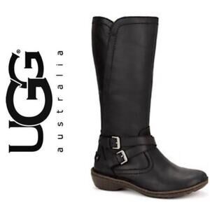 UGG Rosen Tall Leather Boots with Wool Lining Size 8